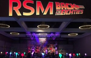 crown perth ballroom with custom entry archway RSM Back to the eighties. Light up table centrepieces with rubix cube design