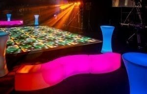 light up dance floor illuminated cocktail tables and bench seats