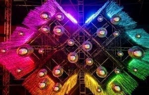 huge mirror ball tinsel curtain ceiling chandelier decor