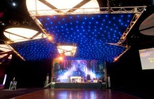 fake ceiling made from starcloths like night sky and arabian nights themed backdrop