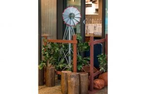 australiana outback themed event windmill fence posts and greenery