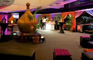 arabian nights bollywood theming gold dome turret chill out tents silk lined palm trees