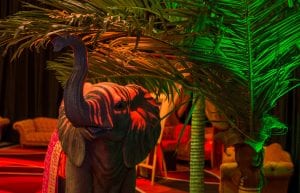 elephant statue under 3m palm tree arabian nights themed event