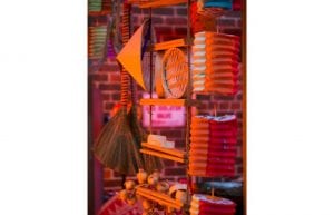 Vietnam Asian event styling theme with, lanterns, bamboo steamers, garlic, fans and props for hire.