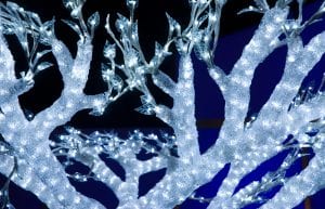 Winter Wonderland event theme with led light up trees for hire.